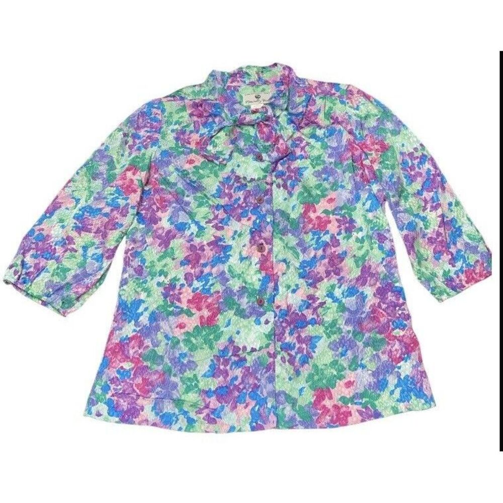 Vintage 70's Blouse Women's S HAWAII Artsy Fairy Festival Disco Satin‎